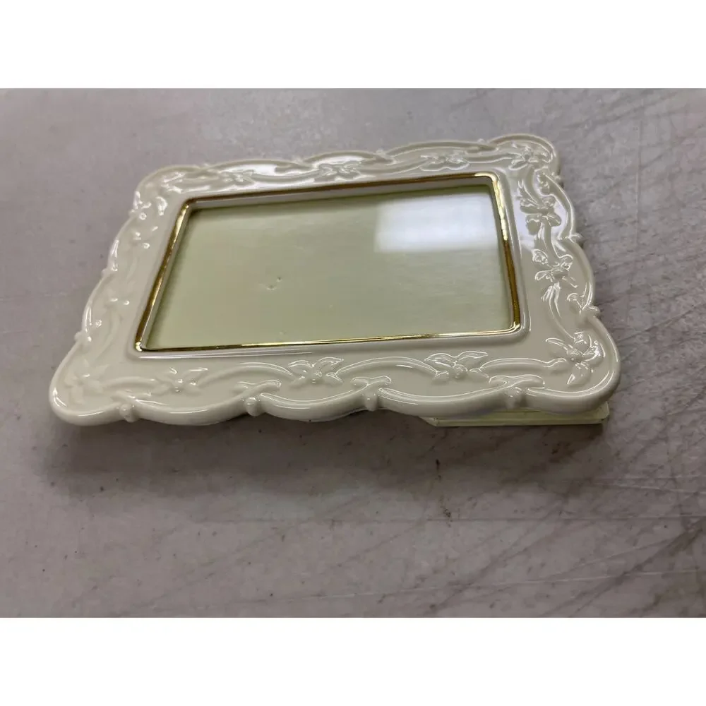 Lenox Ivory Fine China Picture Frame Gold Trim Floral Relief Carved 3.5x5